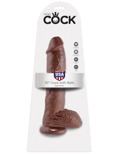 KING COCK 10 IN COCK W/BALLS BROWN