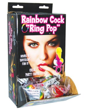 Rainbow Cock Ring Pop - Display of 12
