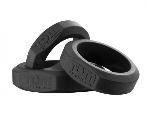 TOM OF FINLAND 3 PIECE COCK RING SET SILICONE
