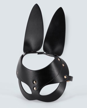 Lust PU Leather Bunny Mask - Black
