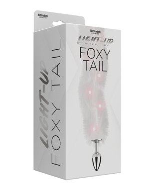 Foxy Tail Light Up Faux Fur Butt Plug - White