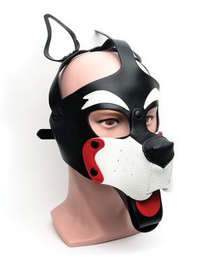 665 Playful Pup Hood - O/S Black/Red/White