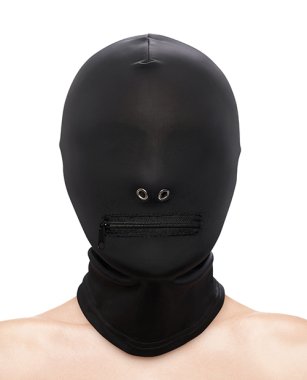 Fetish & Fashion Zippered Mouth Hood - Black