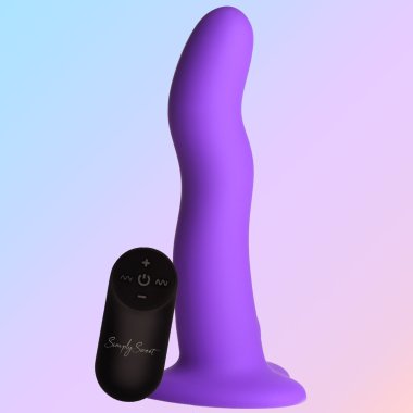 SIMPLY SWEET VIBRATING WAVY SILICONE DILDO W/ REMOTE
