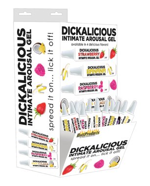 Dickalicious Penis Arousal 2ml Tubes Wall Mount - Asst. Flavors Display of 144