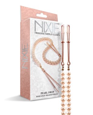 Nixie Pearl Drop Tweezer Nipple Clamps - Rose Gold