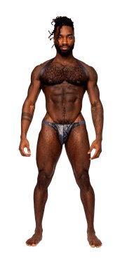 S'NAKED HARNESS THONG BLUE/ BLACK S/M