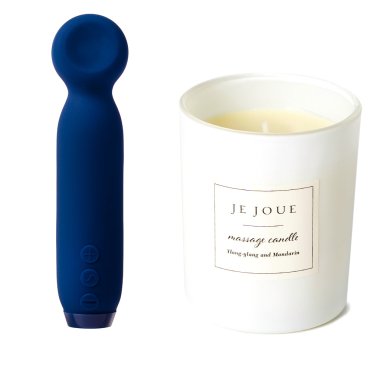 Vita Bullet Cobalt Blue + Luxury Massage Candle - Ylang Ylang & Mandarin