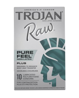 Trojan Raw Pure Feel Non-Latex Condoms - Pack of 10