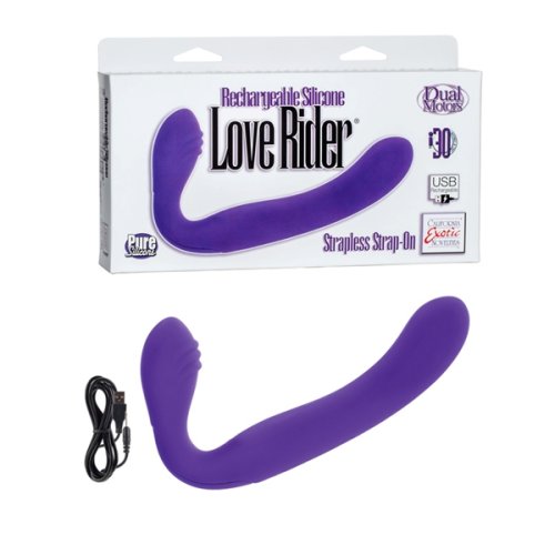 RECHARGEABLE LOVE RIDER STRAP ON PURPLE