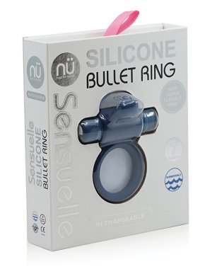 Nu Sensuelle Rev Silicone 7 Function Silicone Bullet Ring w/Flutter Tip - Navy