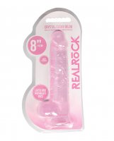 Shots RealRock Realistic Crystal Clear 8' Dildo w/Balls - Pink