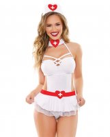 Play Sedate Me Nurse 3 Pc Set w/Hat, Apron Dress & Panty White L/XL