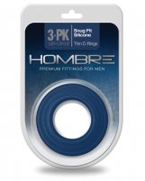 Hombre Snug Fit Silicone Thin C Rings - Navy Pack of 3