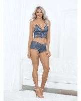 Two Toned Adjustable Strap Cami Set Blue/Nude LG