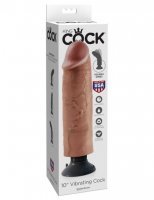 KING COCK 10IN VIBRATING TAN