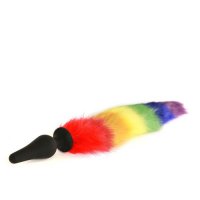 TAILZ SILICONE PLUG LARGE FAUX FUR RAINBOW