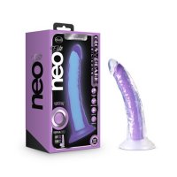 Neo Elite - Glow-in-the-Dark Light - 7-inch Silicone Dual-Density Dildo - Neon Purple