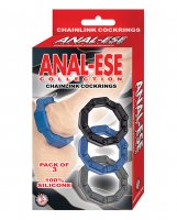 Anal Ese Collection Chain Link Cock Rings - Black/Blue/Grey