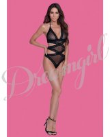 Simply Sexy Stretch Sheer Mesh & Scalloped Lace Teddy Black O/S