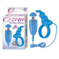 Ozone Cockring Bunny 10 Function USB Rechargeable Silicone Waterproof Blue