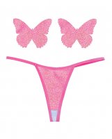 Neva Nude Naughty Knix Bella Rosa Shimmer G-String & Pasties - Soft Pink O/S