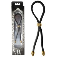 C-RING LASSO GOLD BEAD SLIDER W/ GOLD SKULL TIPS LEATHER