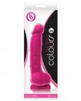 Colours Dual Density 5' Dong w/Balls & Suction Cup - Pink