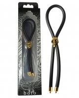 Bolo Silicone Lasso & Gold Skull Slider w/Gold Tips - Black