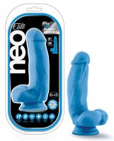 Blush Neo Elite 7' Silicone Dual Density Cock w/Balls - Neon Blue