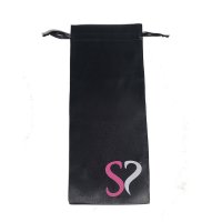 LARGE BLACK SATIN DRAWSTRING BAG