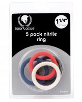 Spartacus 1.25' Nitrile Cock Ring Set - Asst. Colors Pack of 5