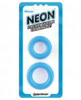 Neon Luv Touch Stretchy Silicone Cock Ring Set - Blue