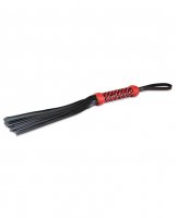 Sultra 16' Lambskin Twisted Grip Flogger - Black w/Red Woven Handle