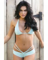 Spring Forget Me Not Bralette & Caged Shortie Aqua 3X/4X