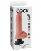 King Cock 8' Vibrating Cock w/Balls - Flesh