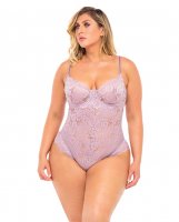 Page Unlined Lace Teddy w/Underwire Mauve 1X