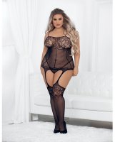 Sheer Bustier w/Sheer Bodyhose Black QN