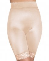 Rago Shapewear Long Leg Shaper w/Gripper Stretch Lace Bottom Beige 3X