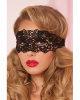 Lace Eye Mask w/Satin Ribbon Ties Black O/S