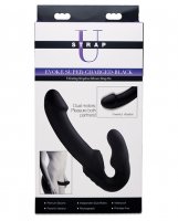 Strap U Evoke Rechargeable Vibrating Silicone Strapless Strap on - Black