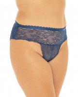 Helena Stretch Lace Open Back Crotchless Panty Estate Blue 3X/4X