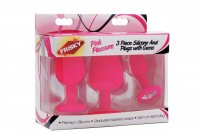 FRISKY PINK PLEASURE 3 PC SILICONE ANAL PLUGS W/ GEMS