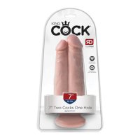 King Cock 7in Two Cocks One Hole Flesh