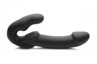 STRAP U EVOKE SUPER CHARGED BLACK VIBRATING STRAPLESS SILICONE DILDO