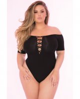 Pink Lipstick Dirty Little Secret BodySuit Black 1X/2X