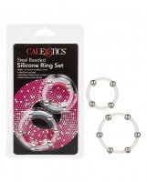 Steel Beaded Silicone Ring Set - Clear