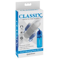 Classix Dual Vibrating Penis Sleeve Blue&Clear