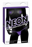 NEON VIBRATING CROTCHLESS PANTY & PASTY SET PURPLE