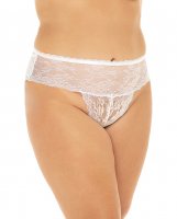 Helena Stretch Lace Open Back Crotchless Panty White 3X/4X